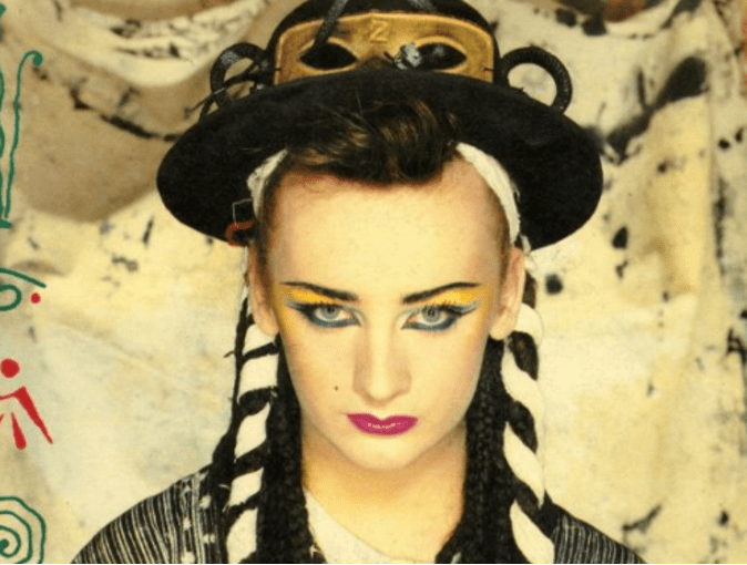 Boy George wearing makeup in the 1980s