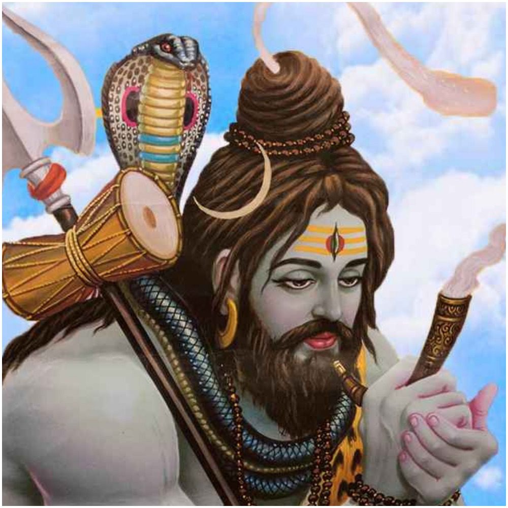 Shiva with cannabis pipe